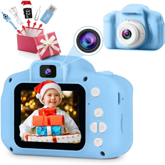 Sanmadrola Kids Camera Toys for Boys Girls 3-6 Years Kids Selfie Camera Toddler Girl Boy Gift for Christmas Children Camera Portable Birthday Gift for Kids 3-9 Year Blue 1080HD Digital Video