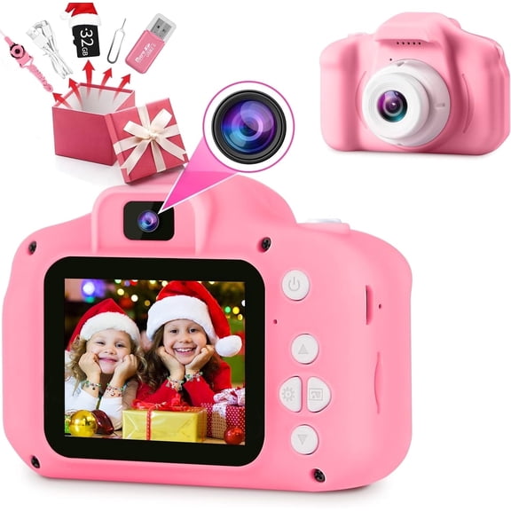 Sanmadrola Kids Camera Toys for Boys Girls 3-6 Years Kids Selfie Camera Toddler Girl Boy Gift for Christmas Children Camera Portable Birthday Gift for Kids 3-9 Year Pink 1080HD Digital Video