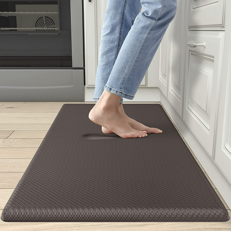 Kitchen Rugs and Mats Anti Fatigue for Floor Non Slip 2 Piece Set 17.7  Wide 0.47 Thick Kitchen Runner Cushioned PVC Memory Foam Waterproof Mats  for