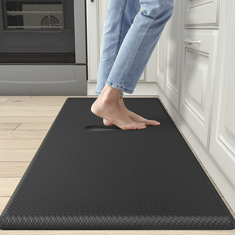 Sanmadrola Kitchen Runner Rugs and Mats 0.75'' Extra Thick Anti Fatigue  20''x47'' Waterproof Non Slip Heavy Duty Cushioned Standing Rugs and Mats  for Kitchen House Sink Office Black 