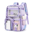 thumbnail image 1 of Sanmadrola Large Clear Backpack Heavy Duty Stadium Approved See Through Backpack Waterproof PVC Transparent Backpacks Clear Book Bag with Reinforced Strap for School Work Travel Festival, Purle Blue, 1 of 7