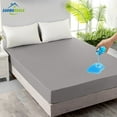 thumbnail image 1 of Sanmadrola Mattress Protector 100% Waterproof Mattress Protector Premium Five-sides TPU Membrane Layer Waterproof Mattress Cover Breathable Fitted Deep Pocket Mattress Pad Cover, Twin, Dark Gray, 1 of 7