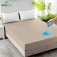 thumbnail image 1 of Sanmadrola Mattress Protector 100% Waterproof Mattress Protector Premium Five-sides TPU Membrane Layer Waterproof Mattress Cover Breathable Fitted Deep Pocket Mattress Pad Cover, King, Khaki, 1 of 7