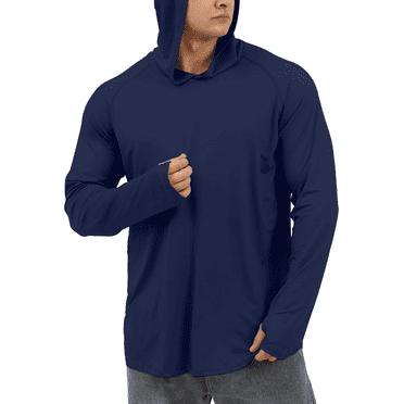 Sanmadrola Mens UPF 50+ Sun Protection Hoodie Fishing Shirts for Men Long Sleeve SPF Hiking Running Workout Thumbhole Shirt Hooded Quick Dry Lightweight