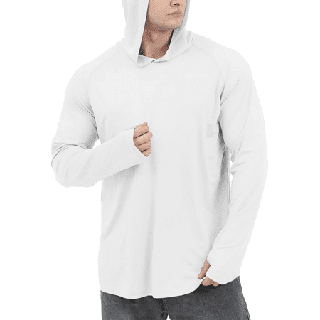 Sanmadrola Mens UPF 50+ Sun Protection Hoodie Fishing Shirts for Men Long Sleeve SPF Hiking Running Workout Thumbhole Shirt Hooded Quick Dry Lightweight