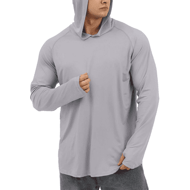 Sanmadrola Mens UPF 50+ Sun Protection Hoodie Fishing Shirts for Men Long Sleeve SPF Hiking Running Workout Thumbhole Shirt Hooded Quick Dry Lightweight