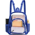 thumbnail image 1 of Sanmadrola Mini Clear Backpack Heavy Duty Stadium Approved PVC Transparent Backpacks Small Clear Backpack with Reinforced Strap for School, Travel, Blue, 1 of 8