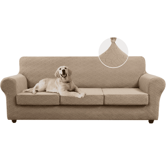 Sanmadrola Newest 4 Pieces Couch Covers for 3 Cushion Couch Sofa High Stretch Thick Sofa Covers Furniture Protector Fitted Slipcovers for Dogs