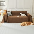 thumbnail image 1 of Sanmadrola Sofa Cover Non Slip Couch Cover for 3 Cushion Couch Machine Washable Furniture Protector for Dogs Pet Chenille Throw Slipcover Blanket for Living Room (Brown, 71"x118"), 1 of 9