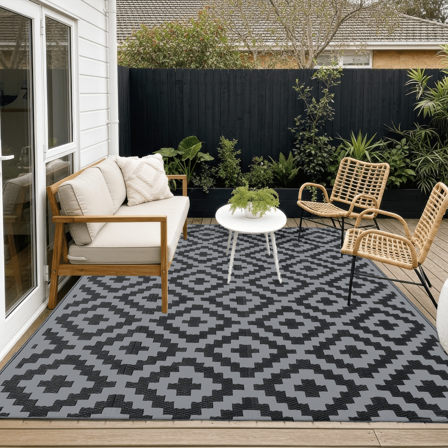 Outdoor Permeable Rug Sanmadrola Outdoor Rugs for Patio Waterproof Mat Carpet Reversible Area ...