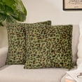 thumbnail image 1 of Sanmadrola Pillow Covers 18x18 Plush Leopard Throw Pillow Cover Faux Rabbit Fur Cozy Super Soft Decorative Throw Pillows for Couch Bed and Home Decor, 2 Pack, 1 of 8