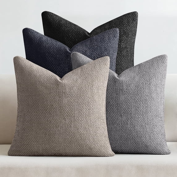 Sanmadrola Pillow Covers 18x18 Set of 4 Chenille Throw Pillow Cover with Elegant Design Soft and Luxurious Decorative Throw Pillows for Couch Bed and Home Decor