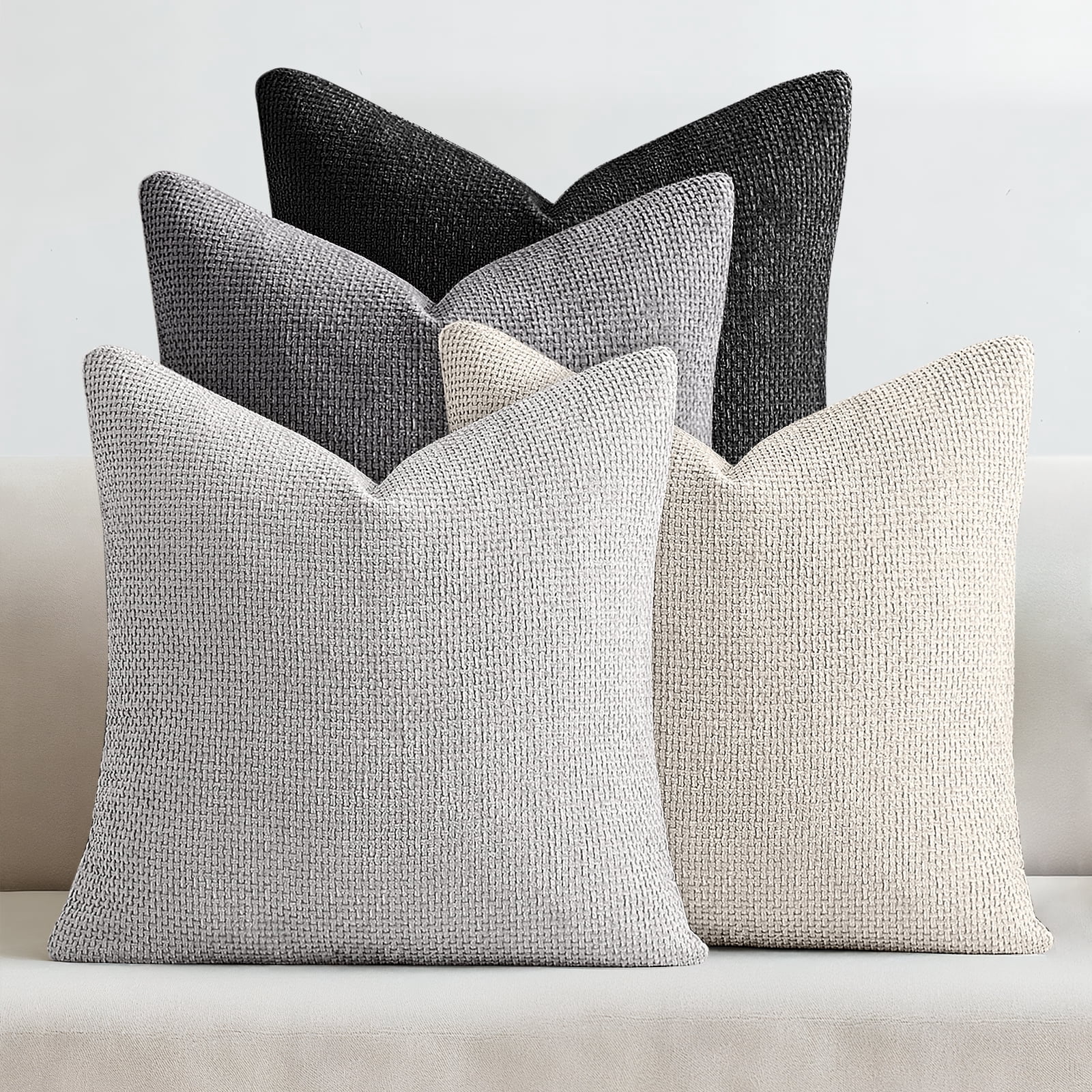 Sanmadrola Pillow Covers 18x18 Set of 4 Chenille Throw Pillow Cover with Elegant Design Soft and Luxurious Decorative Throw Pillows for Couch Bed and Home Decor