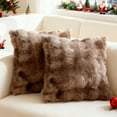 thumbnail image 1 of Sanmadrola Pillow Covers 18x18 Fluffy Faux Rabbit Fur Decorative Throw Pillows Case, Shaggy Decorative Cushion Covers for Sofa, Bedroom, Living Room, Cozy Home Décor, Set of 2, 1 of 7