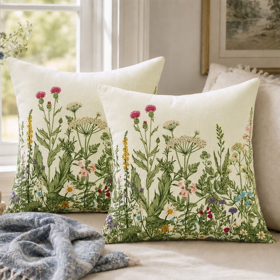 Sanmadrola Spring Pillow Covers 18x18 Outdoor Pillow Cover Springtime Farmhouse Decorative Throw Pillow Covers Garden for Patio Couch Garden Sofa Home Decor