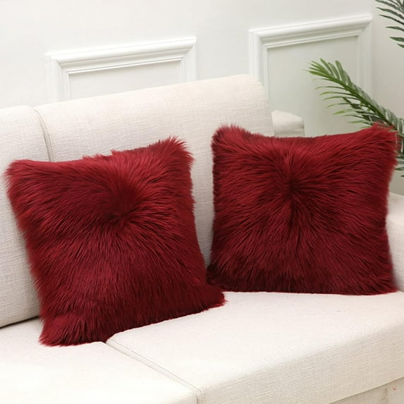 Sanmadrola Pillow Covers Throw Pillow Covers Pillow Protector with Hidden Zipper Furry Long Faux Fur 18''x18'' 2 Pack
