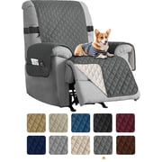 Sanmadrola Recliner Chair Cover Reversible Small Recliner Slipcover for Dogs Seat Width to 25 Inch Washable Couch Cover with Elastic Straps for Kids and PetsSmall Recliner, Grey