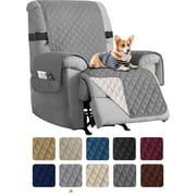 Sanmadrola Recliner Chair Cover Reversible Small Recliner Slipcover for Dogs Seat Width to 25 Inch Washable Couch Cover with Elastic Straps for Kids and PetsSmall Recliner, Light Gray