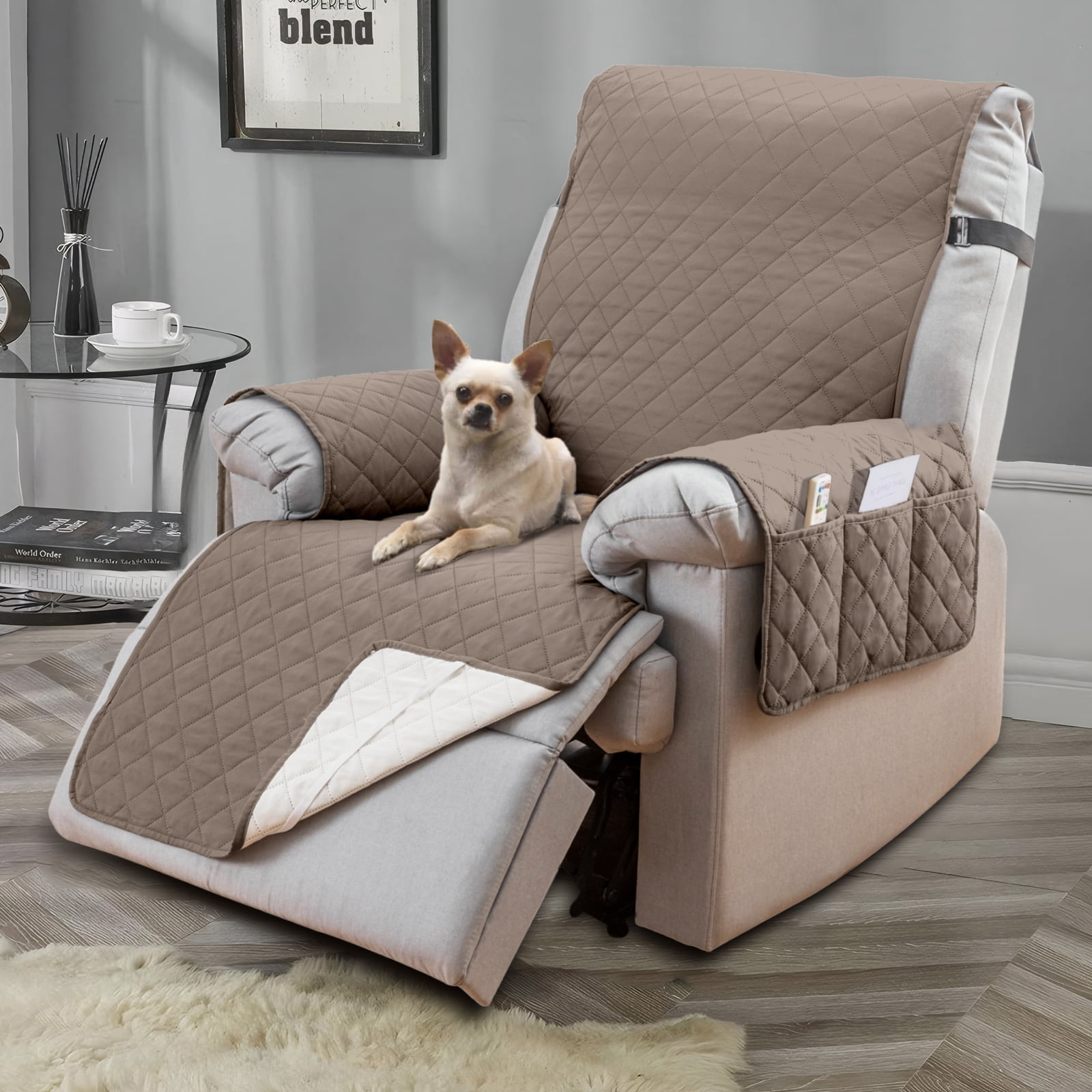 Easy Going Recliner Sofa Cover Reversible Couch Cover for 3 Seat Recliner Split Sofa Cover for Each Seat Furniture Protector with Elastic Straps for Kids Dogs Pets 3 Seater Wine Beige Walmart