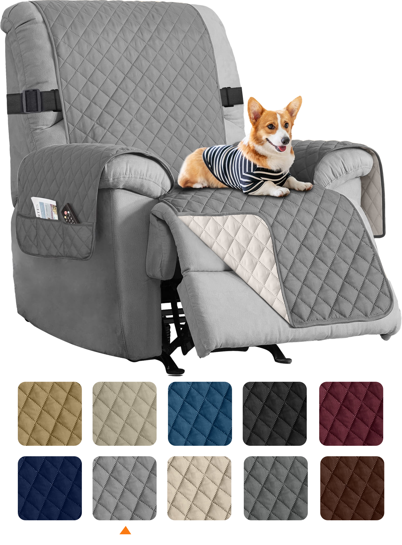 Sanmadrola Recliner Chair Cover Reversible Small Recliner Slipcover for