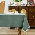 thumbnail image 1 of Sanmadrola Rectangle Table Cloth Waterproof Linen Textured Tablecloth with Tassels Decorative Tablecloths Farmhouse Table Cover for Dining Party Buffet Wedding, 55 x 71 Inch, 1 of 10