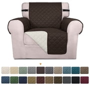Sanmadrola Reversible Sofa Cover Machine Washable Couch Cover Water Resistant Slipcover Non Slip Furniture Protector for Dogs, Children, Pets, Chair Size, Brown