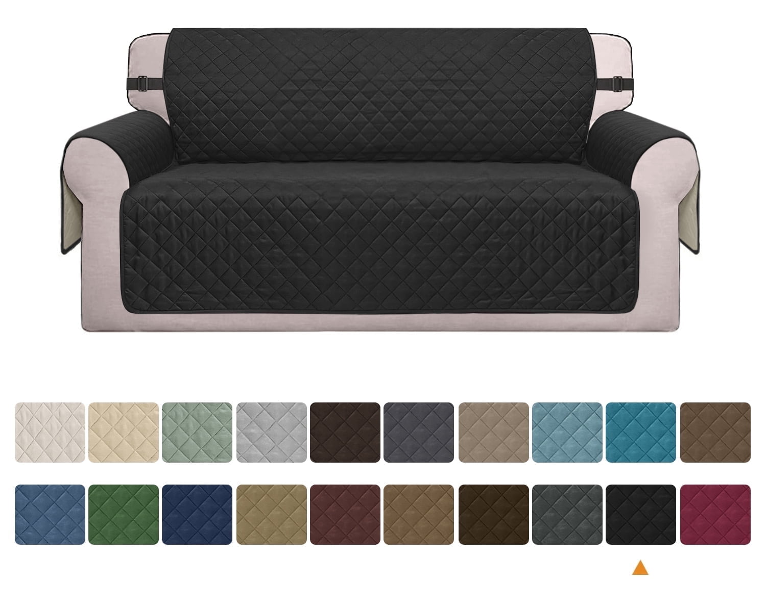 Sanmadrola Reversible Sofa Cover Machine Washable Couch Cover Water Resistant Slipcover Non Slip Furniture Protector for Dogs, Children, Pets, Loveseat Size, Black