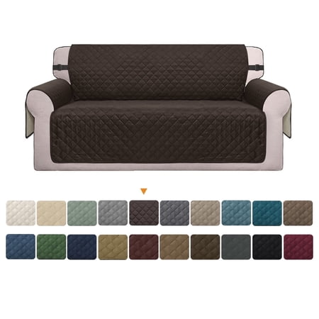 Sanmadrola Reversible Sofa Cover Machine Washable Couch Cover Water Resistant Slipcover Non Slip Furniture Protector for Dogs, Children, Pets, Loveseat Size, Brown