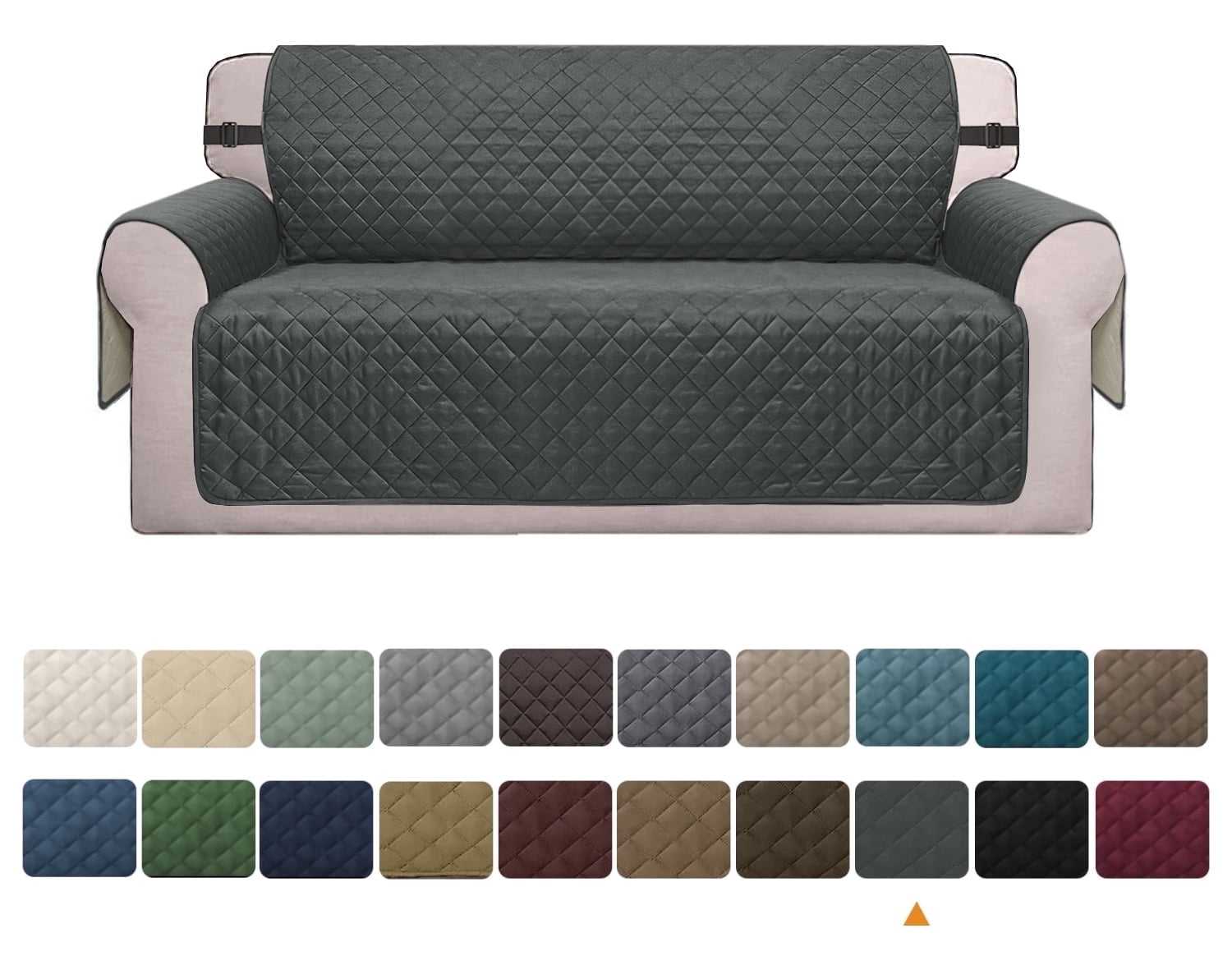 Sanmadrola Reversible Sofa Cover Machine Washable Couch Cover Water Resistant Slipcover Non Slip Furniture Protector for Dogs, Children, Pets, Loveseat Size, Black Gray
