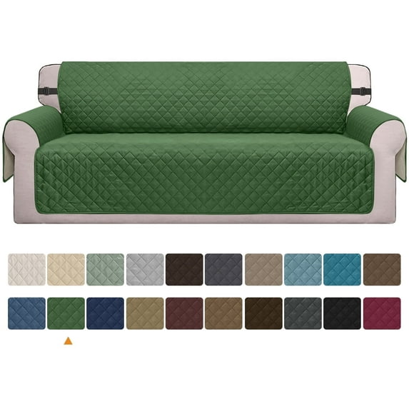 Sanmadrola Reversible Sofa Cover Machine Washable Couch Cover Water Resistant Slipcover Non Slip Furniture Protector for Dogs, Children, Pets, Oversized Sofa, Green