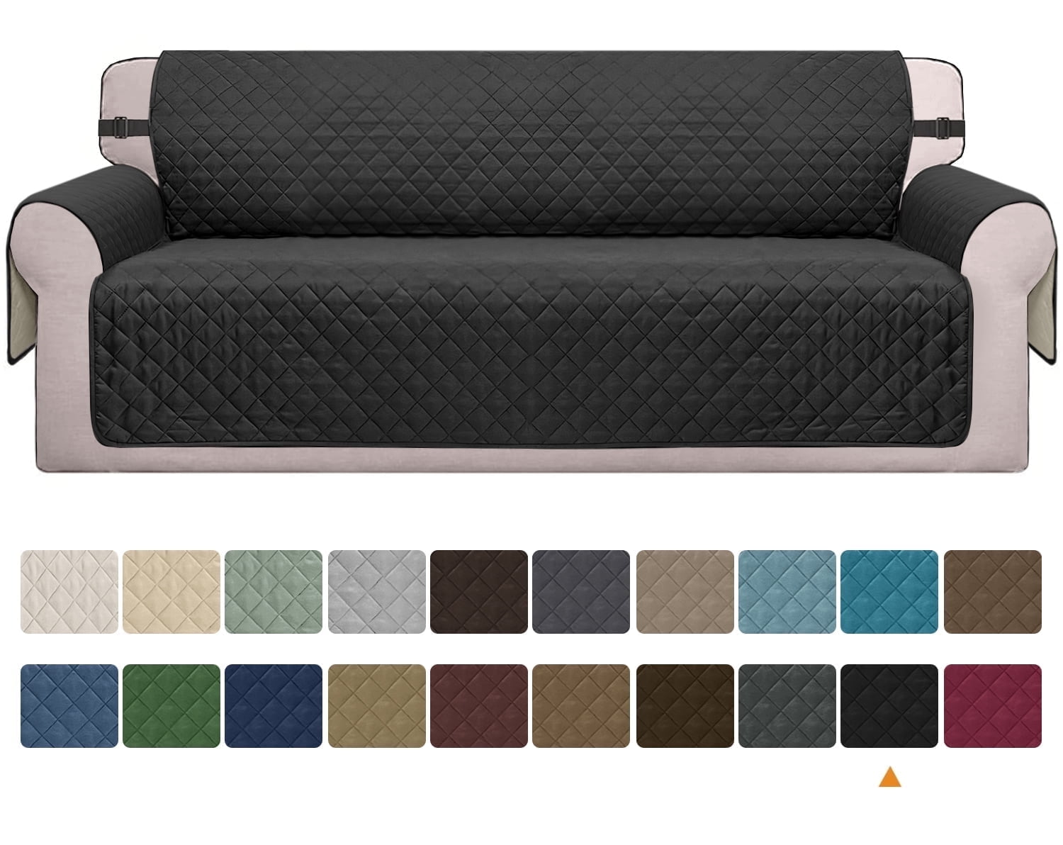 Sanmadrola Reversible Sofa Cover Machine Washable Couch Cover Water Resistant Slipcover Non Slip Furniture Protector for Dogs, Children, Pets, Oversized Sofa, Black