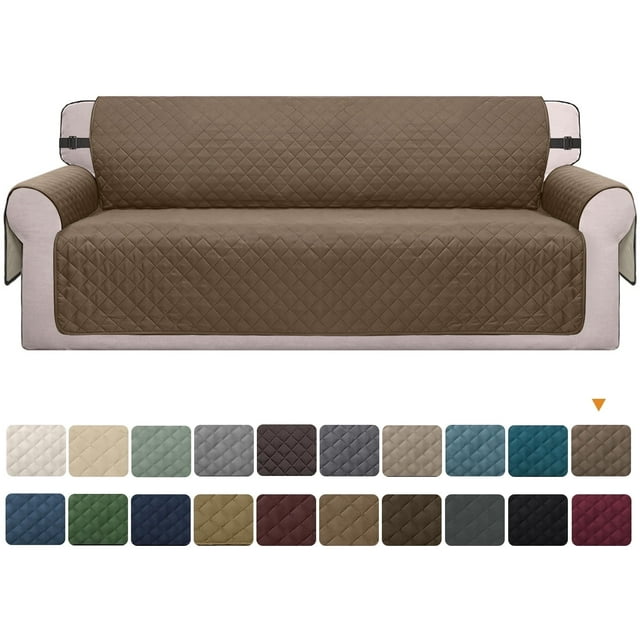 Sanmadrola Reversible Sofa Cover Machine Washable Couch Cover Water Resistant Slipcover Non Slip Furniture Protector for Dogs, Children, Pets, Oversized Sofa, Taupe