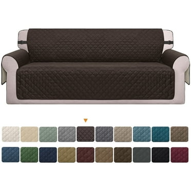 Sanmadrola Reversible Sofa Cover Machine Washable Couch Cover Water Resistant Slipcover Non Slip Furniture Protector for Dogs, Children, Pets, Oversized Sofa, Brown