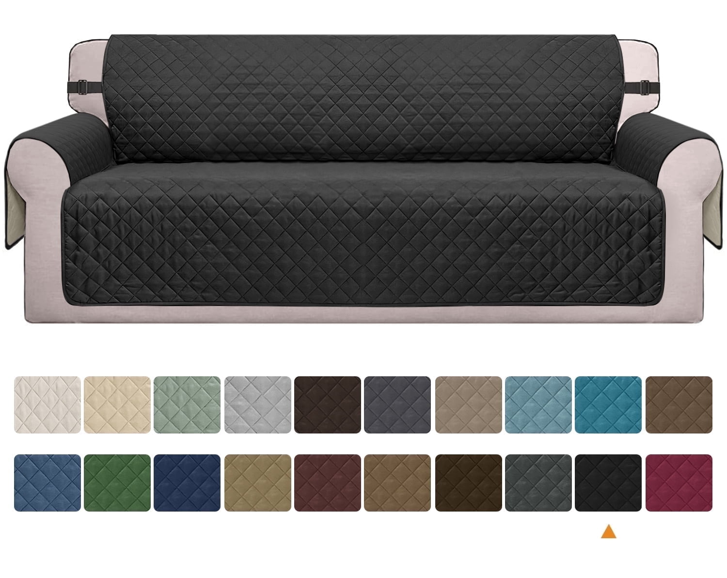 Sanmadrola Reversible Sofa Cover Machine Washable Couch Cover Water Resistant Slipcover Non Slip Furniture Protector for Dogs, Children, Pets, Sofa Size, Black