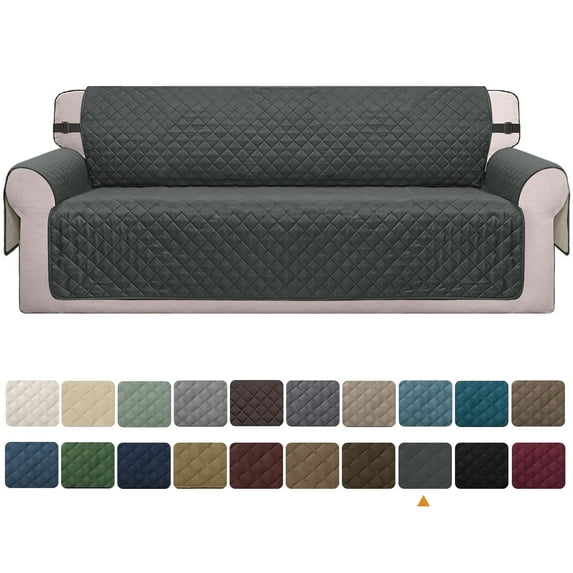 Sanmadrola Reversible Sofa Cover Machine Washable Couch Cover Water Resistant Slipcover Non Slip Furniture Protector for Dogs, Children, Pets, Sofa Size, Black Gray
