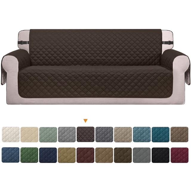 Sanmadrola Reversible Sofa Cover Machine Washable Couch Cover Water Resistant Slipcover Non Slip Furniture Protector for Dogs, Children, Pets, Sofa Size, Brown