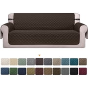 Sanmadrola Reversible Sofa Cover Machine Washable Couch Cover Water Resistant Slipcover Non Slip Furniture Protector for Dogs, Children, Pets, Sofa Size, Brown