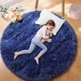 thumbnail image 1 of Sanmadrola Round Area Rug for Bedroom Fluffy Circle Rug 5.2'X5.2' for Kids Room Furry Carpet for Girls Bedroom Shaggy Circular Rug for Nursery Room Fuzzy Plush Rug Dorm Cute Room Decor for Baby Navy, 1 of 6