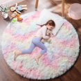 thumbnail image 1 of Sanmadrola Round Area Rug for Bedroom Fluffy Circle Rug 5.2'X5.2' for Kids Room Furry Carpet for Girls Bedroom Shaggy Circular Rug for Nursery Room Fuzzy Plush Rug Dorm Baby Room Decor Rainbow, 1 of 5