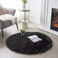 thumbnail image 1 of Sanmadrola Round Rug 3ft Faux Fur Sheepskin Circle Rug for Living Room Fluffy Washable Rug for Bedroom Nursery Teen Room Dorm Cute Room Rug Decor Black, 1 of 6