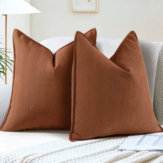 Sanmadrola Rust Pillow Covers 18x18 Set of 2 Chenille Throw Pillow Cover with Elegant Design Soft and Luxurious Decorative Throw Pillows for Couch Bed and Home Decor