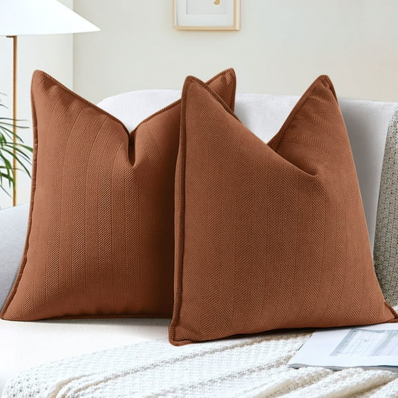 Sanmadrola Rust Pillow Covers 18x18 Set of 2 Chenille Throw Pillow Cover with Elegant Design Soft and Luxurious Decorative Throw Pillows for Couch Bed and Home Decor