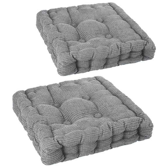 Sanmadrola Floor Pillow Cushion for Adults Set of 2, Meditation or Yoga Chair Cushions Outdoor Indoor with String, Gray