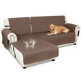 thumbnail image 1 of Sanmadrola Sectional Couch Covers Waterproof L Shape Sofa Cover Reversible Slipcover Chaise Lounge Cover Furniture Protector Cover for Pets Dog Cat Kids, Dark Brown, Small, 1 of 9