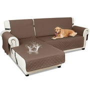 Sanmadrola Sectional Couch Covers Waterproof L Shape Sofa Cover Reversible Slipcover Chaise Lounge Cover Furniture Protector Cover for Pets Dog Cat Kids, Dark Brown, X-Large