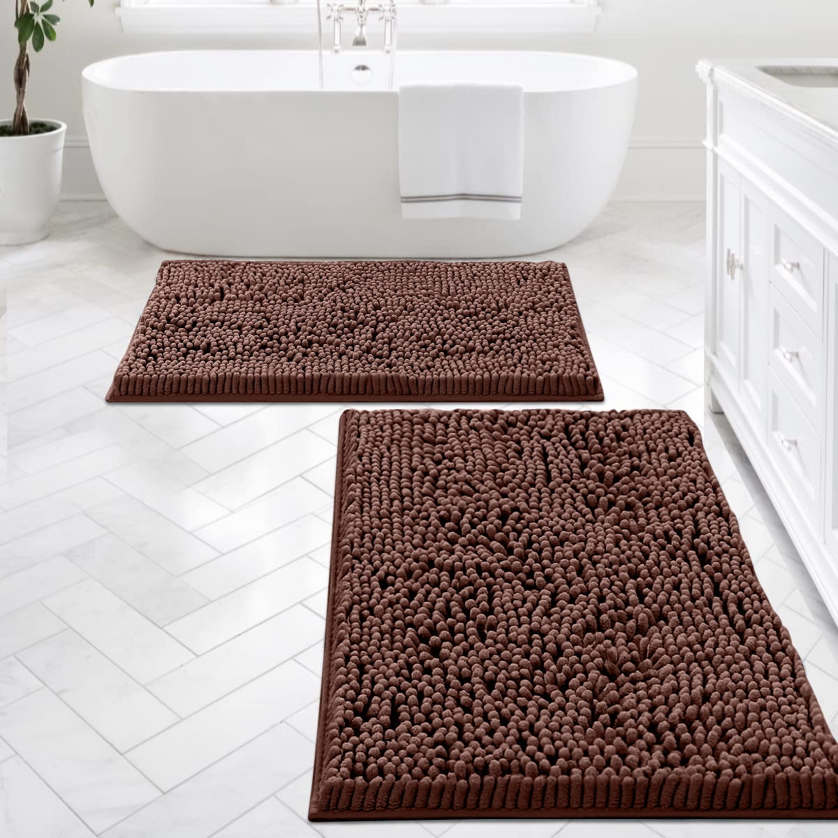 Sanmadrola Shaggy Bathroom Rugs Non-Slip Absorbent Thick Soft Bath Rug ...
