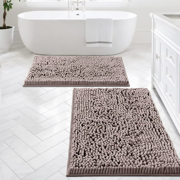 Sanmadrola Shaggy Bathroom Rugs Non-Slip Absorbent Thick Soft Bath Rug Mat for Bathroom, Polyester, Gray, 1 Pack, 31.5x19.7 Inches