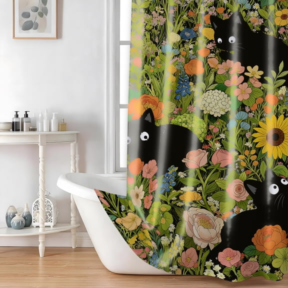 Sanmadrola Shower Curtain 72" x 72"- Waterproof Lightweight Cute Kitten Shower Curtain Liners for Bathroom