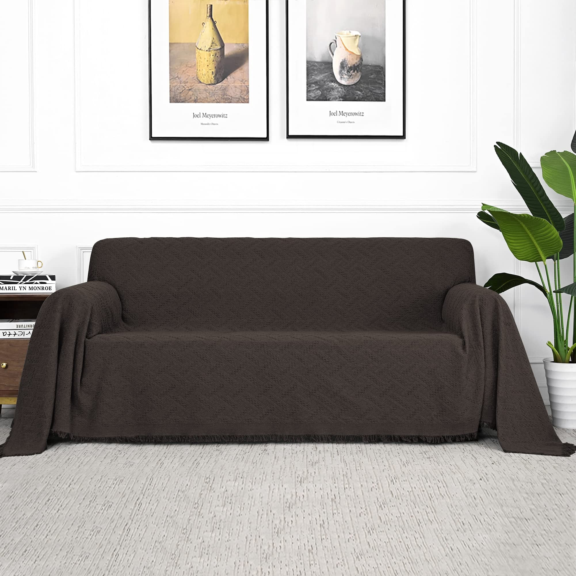 Sanmadrola Sofa Cover, Couch Covers for 2 Cushion Couch Sofa, Sectional Couch Covers for L Shaped Couch Cover, Living Room Sofa Throws Sofa Slipcovers for Pets, Kids (71"x 102",Loveseat, Chocolate)