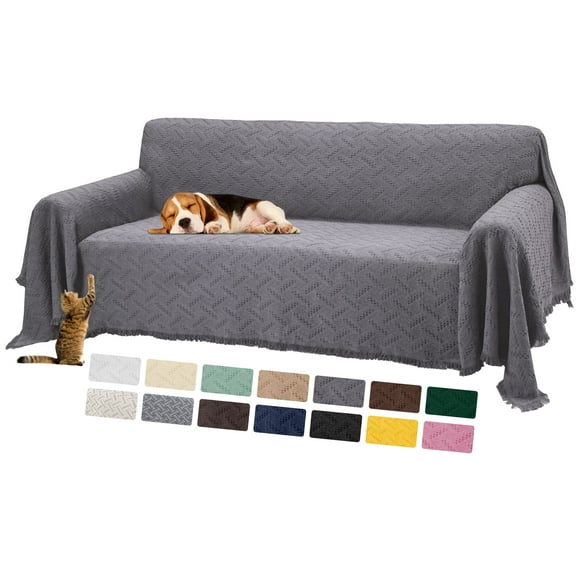 Sanmadrola Sofa Cover, Couch Covers for 3 Cushion Couch Sofa, Sectional Couch Covers for L Shaped Couch Cover, Living Room Sofa Throws Sofa Slipcovers for Pets, Kids (71"x 134",XL Sofa, Grey)